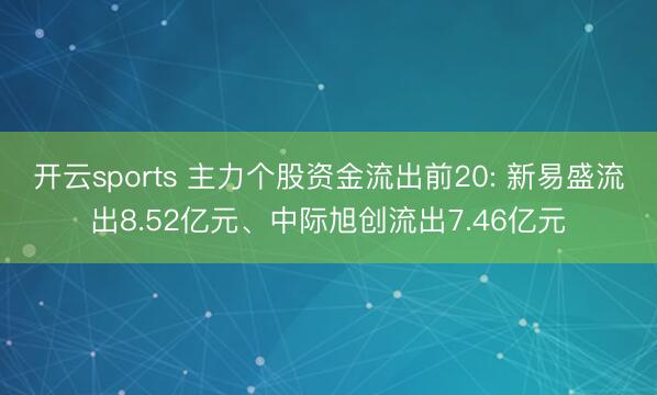 开云sports 主力个股资金流出前20: 新易盛流出8.52亿元、中际旭创流出7.46亿元