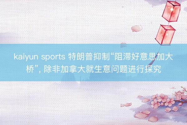 kaiyun sports 特朗普抑制“阻滞好意思加大桥”， 除非加拿大就生意问题进行探究