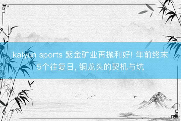 kaiyun sports 紫金矿业再抛利好! 年前终末5个往复日， 铜龙头的契机与坑