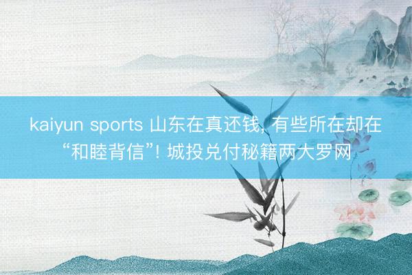 kaiyun sports 山东在真还钱， 有些所在却在“和睦背信”! 城投兑付秘籍两大罗网