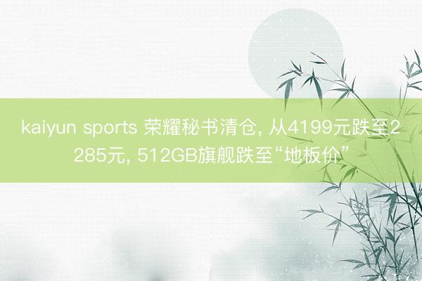 kaiyun sports 荣耀秘书清仓， 从4199元跌至2285元， 512GB旗舰跌至“地板价”