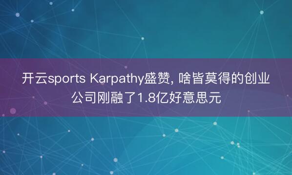 开云sports Karpathy盛赞， 啥皆莫得的创业公司刚融了1.8亿好意思元