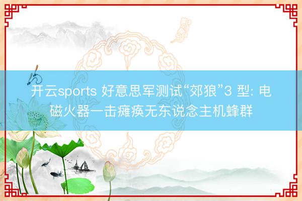开云sports 好意思军测试“郊狼”3 型: 电磁火器一击瘫痪无东说念主机蜂群