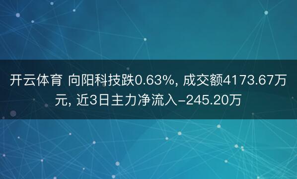 开云体育 向阳科技跌0.63%, 成交额4173.67万元, 近3日主力净流入-245.20万