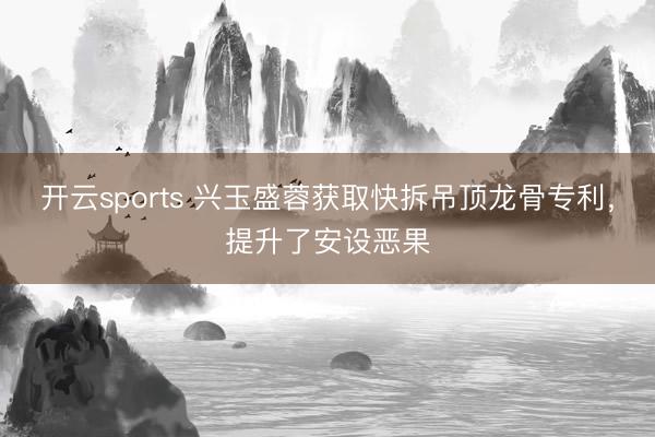 开云sports 兴玉盛蓉获取快拆吊顶龙骨专利，提升了安设恶果