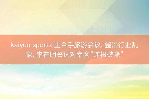 kaiyun sports 主合手旅游会议, 整治行业乱象, 李在明誓词对宰客“连根破除”
