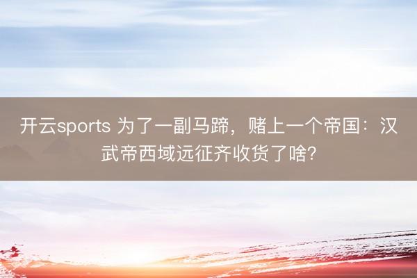 开云sports 为了一副马蹄,赌上一个帝国:汉武帝西域远征齐收货了啥?