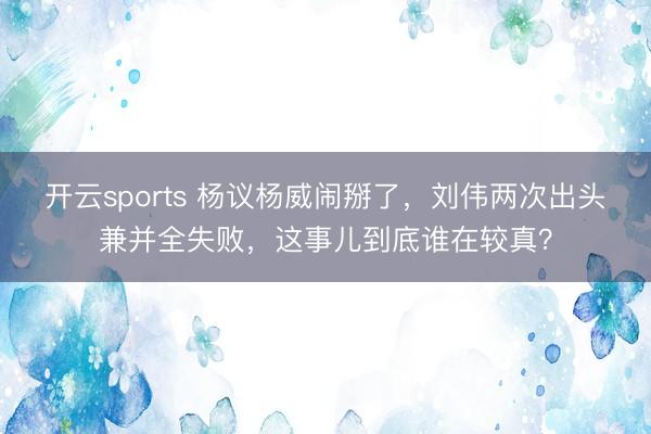 开云sports 杨议杨威闹掰了，刘伟两次出头兼并全失败，这事儿到底谁在较真？
