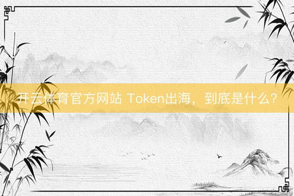开云体育官方网站 Token出海,到底是什么?