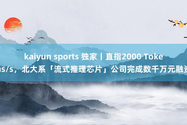 kaiyun sports 独家丨直指2000 Tokens/s，北大系「流式推理芯片」公司完成数千万元融资