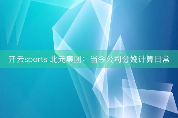 开云sports 北元集团：当今公司分娩计算日常