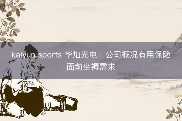 kaiyun sports 华灿光电：公司概况有用保险面前坐褥需求